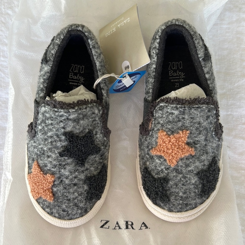 Zara Baby Star Furry Slip On Sneakers